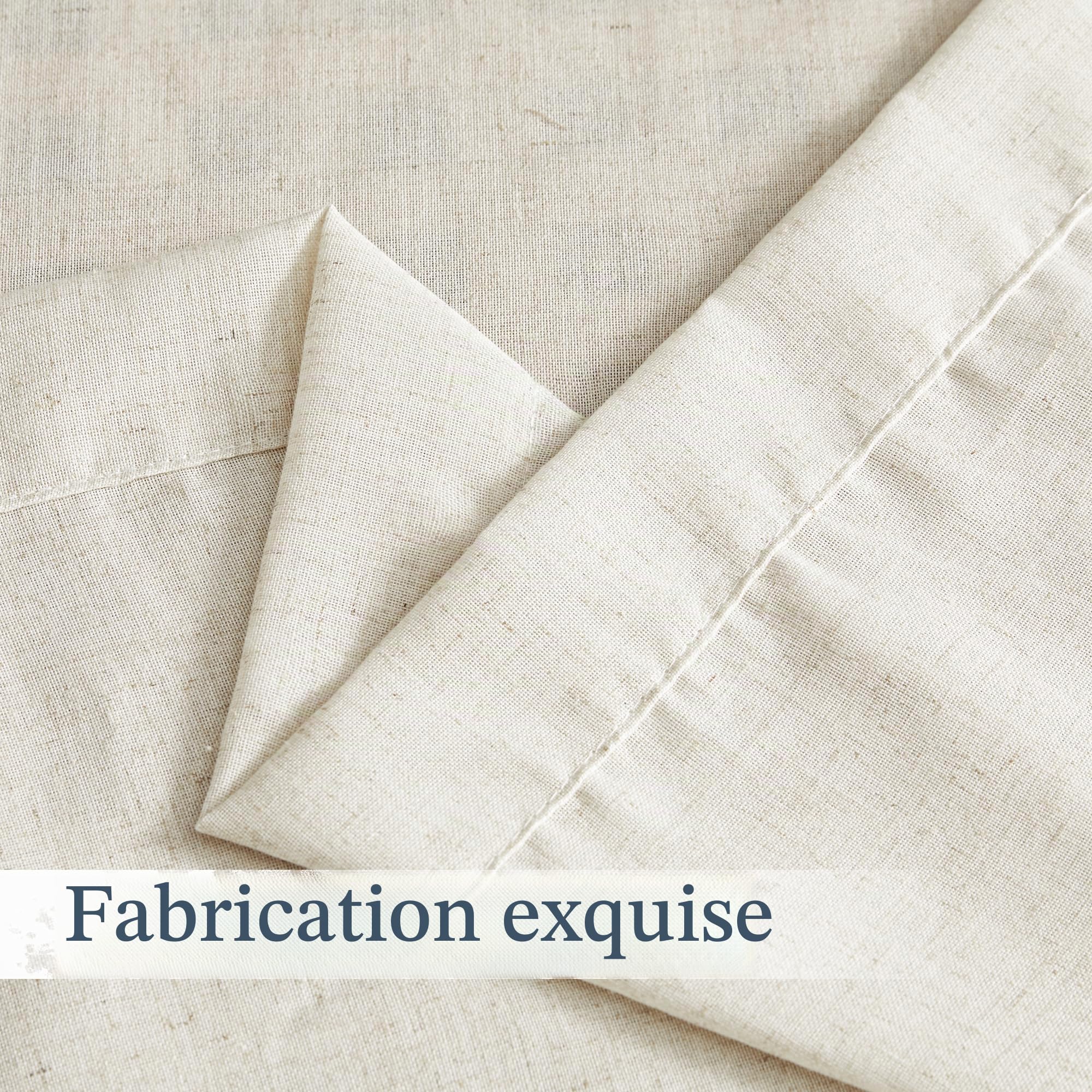 PONY DANCE Rideau Extérieur Lin - Rideau Voilage à Pattes Romantique Décoration pour Patio Jardin Interieurs ou Exterieurs, Draperies Transparent, L 140 x H 243 cm, Lot de 2, Beige