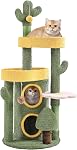 Yaheetech Cactus Arbre de chat, 42in Tour de chat pour les chats intérieurs, maison de chat mignon avec grand condo, postes de scratching, rampe, peluche rembourrée Perch & Balle