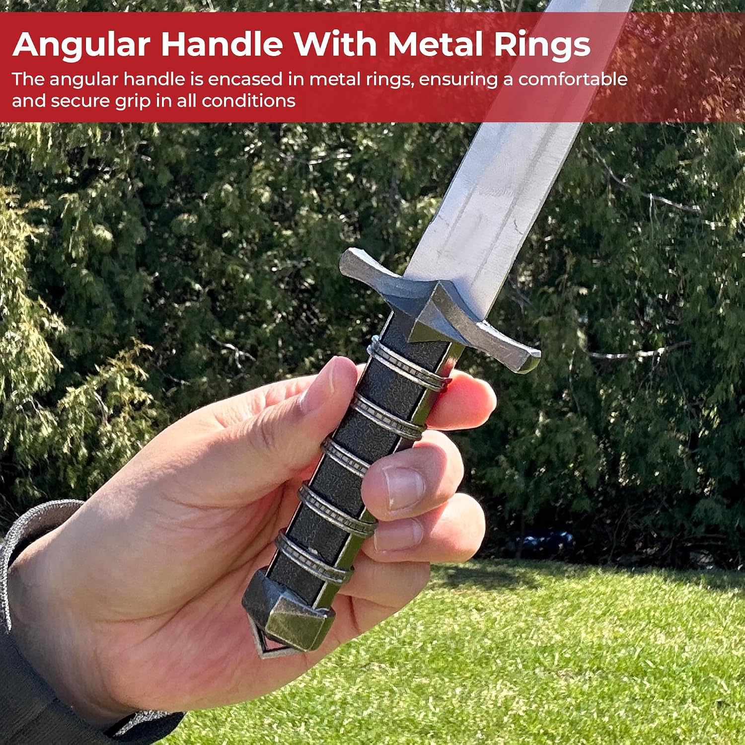 MedievalDepot Iron Mountain Dwarf Dagger - 11.75"" Stainless Steel Dagger with Cast Metal Scabbard, Silver