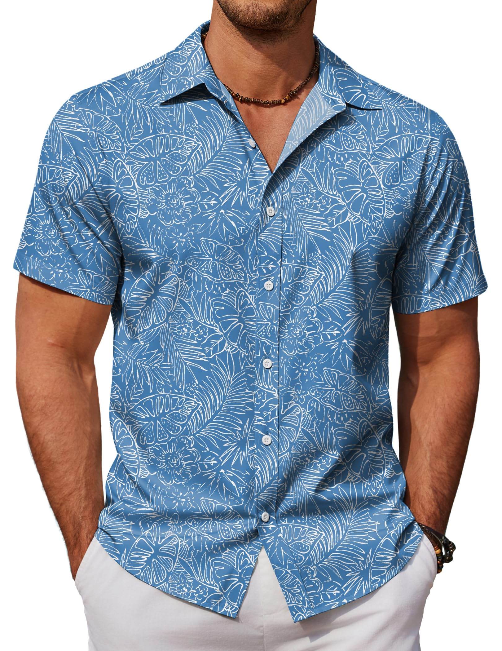 COOFANDY Mens Hawaiian Shirts Short Sleeve Button Down Aloha Shirt Casual Beach Clothes