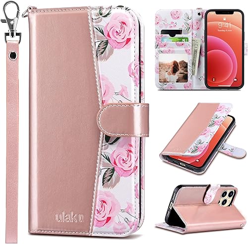 Miniatura 19 de ULAK Funda tipo cartera compatible con iPhone 13 para hombres, funda protectora con tapa de piel PU premium y función de caballete con tarjetero