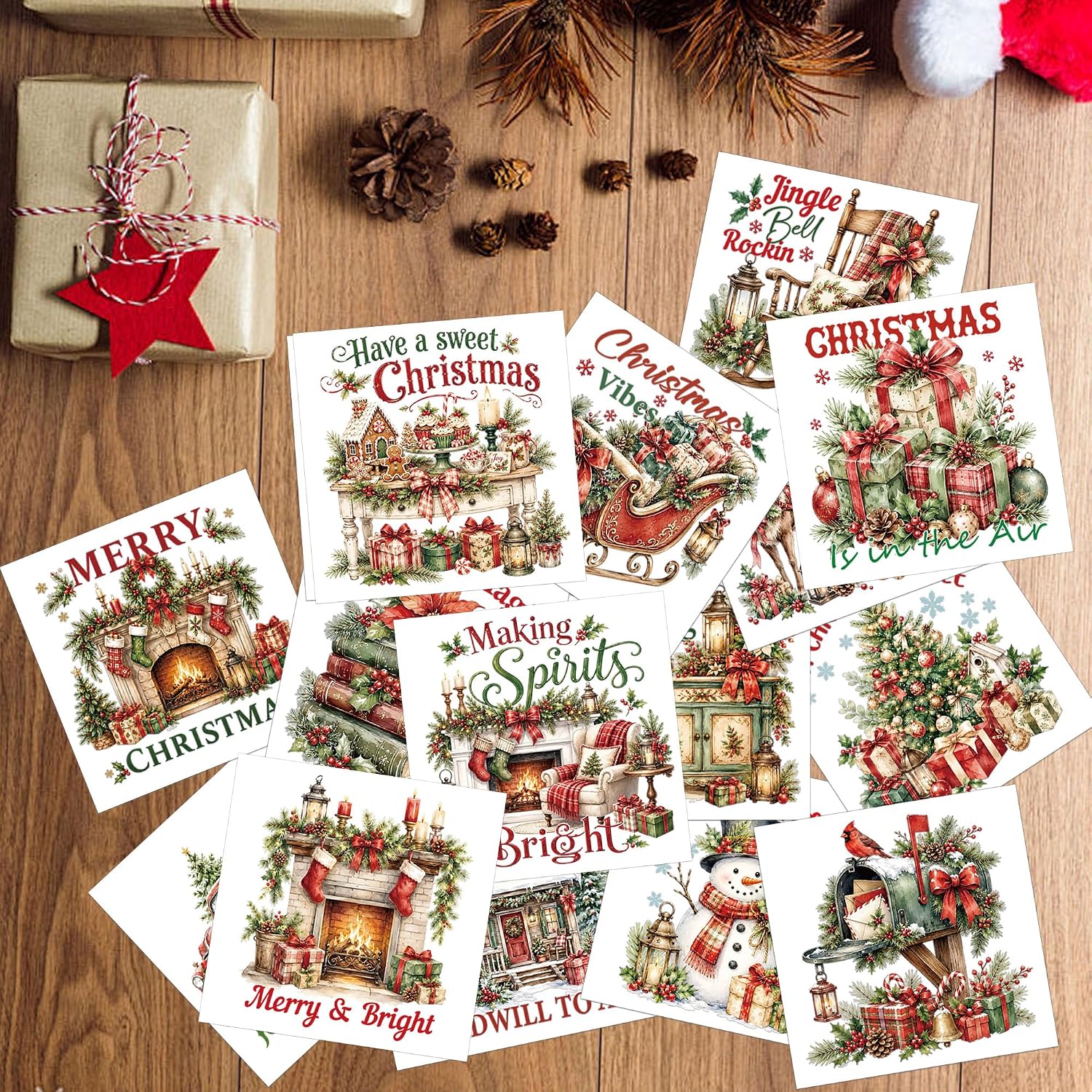 Christmas Rub on Transfers for Crafts, Vintage Transfer Furniture Decals
