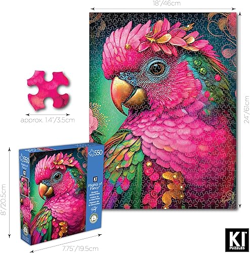 Miniatura 4 de Rompecabezas de 550 piezas para adultos Queen's Aviary - Petra RomantzArt Bird Jigsaw de 24 x 18 KI Puzzles