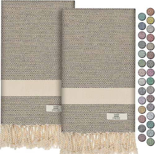 Miniatura 93 de Toallas de mano – Juego de 2 18" x 30" – Toalla de mano turca decorativa para baño, cocina, invitados, cara, cabello, té, paño de cocina