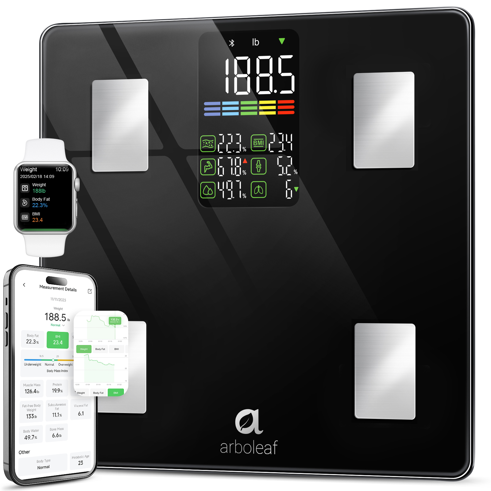 健康管理・計測計 arboleaf Smart Scale Pro CS20E Amazon.com: Arboleaf Smart Scale with BMI, Body Fat, Muscle Mass
