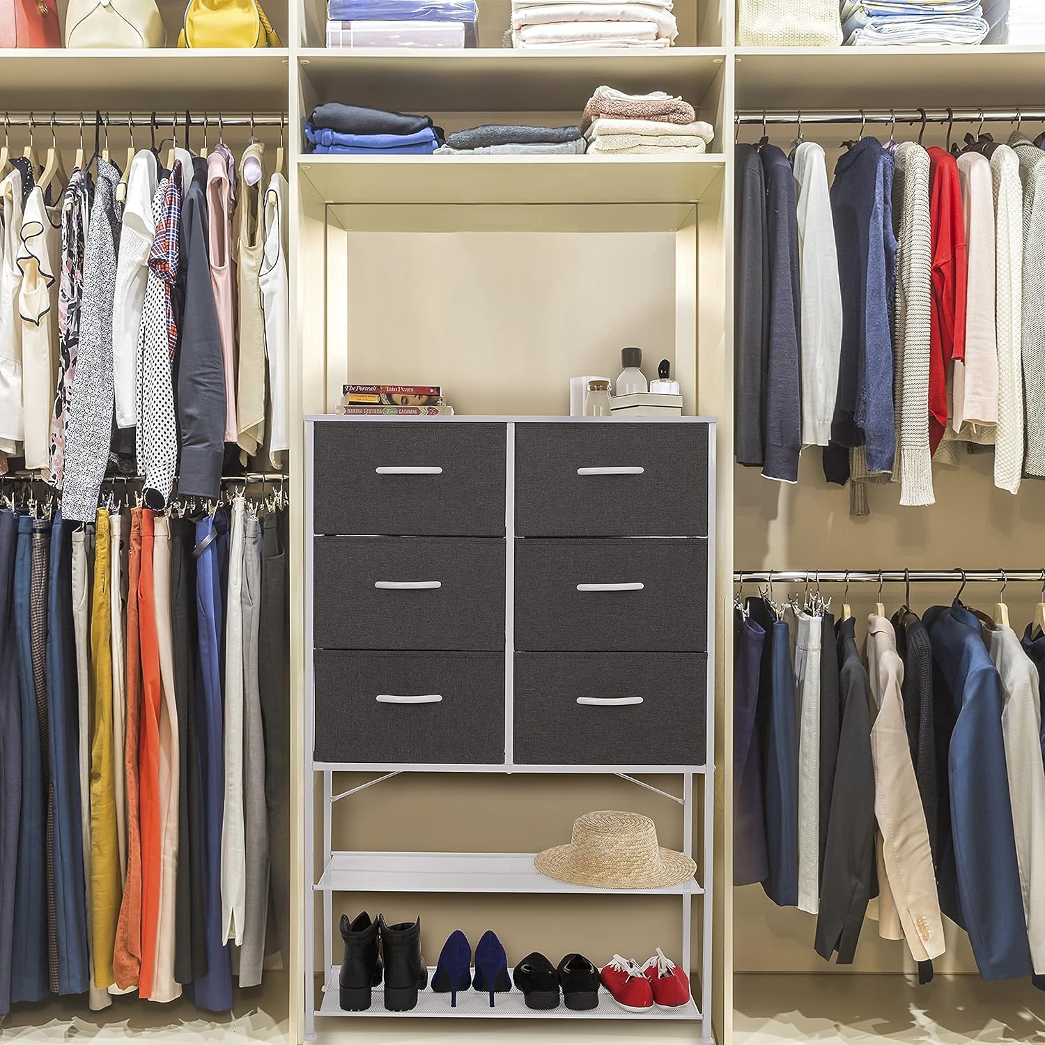 Tall White Dresser for Bedroom, 6 Drawer Dresser for Clothing Storage, Bins with Drawers, Small Fabric Dresser for Closet, Kids Dresser and Baby Organizer, Shoe Rack, Nursery and Toy Storage : Baby