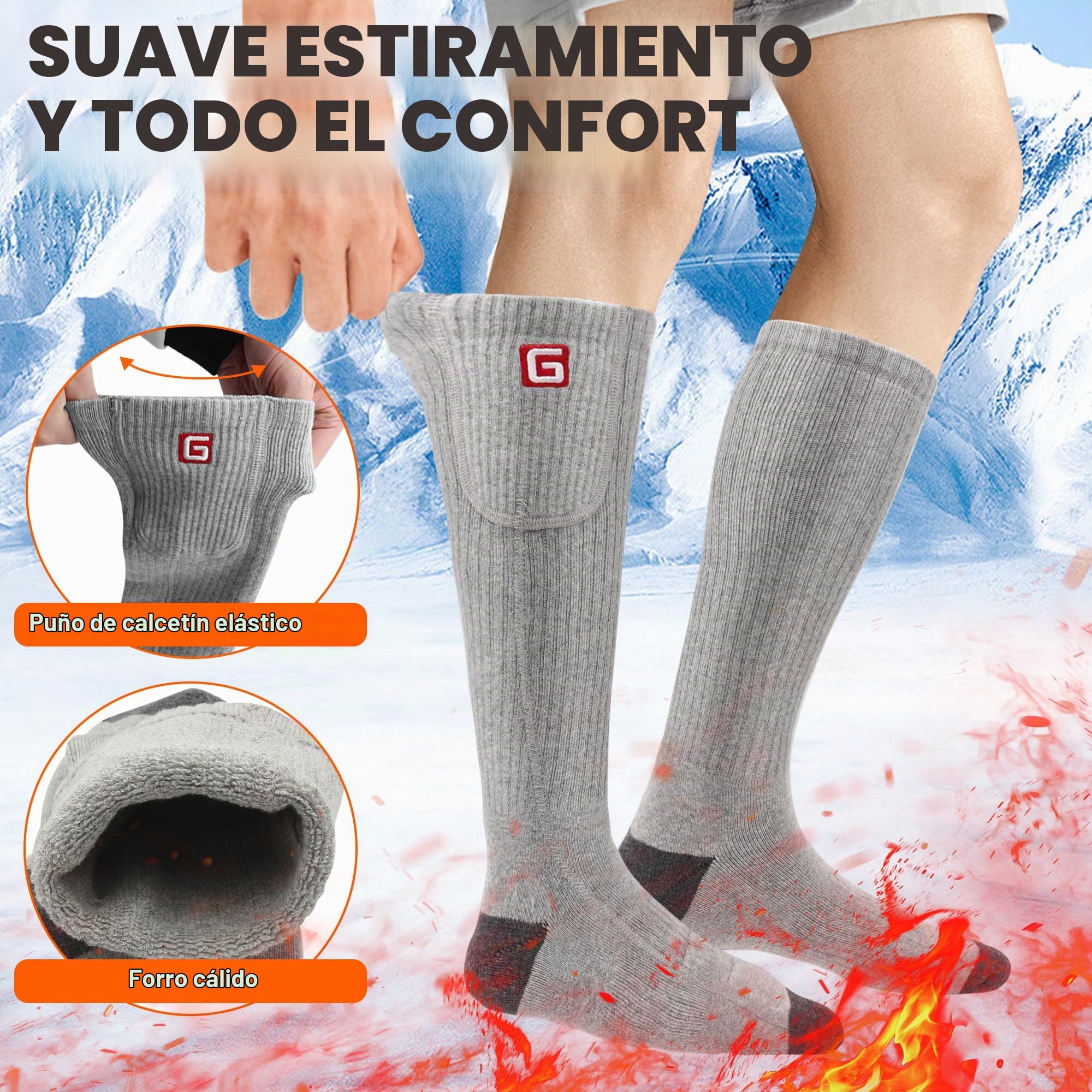 Svpro Calcetines térmicos con batería para Hombre y Mujer, Recargables, para Invierno, cálidos, con 3 ajustes de Calor, Calcetines térmicos calefactados para Senderismo, Camping, esquí, Pesca, Caza
