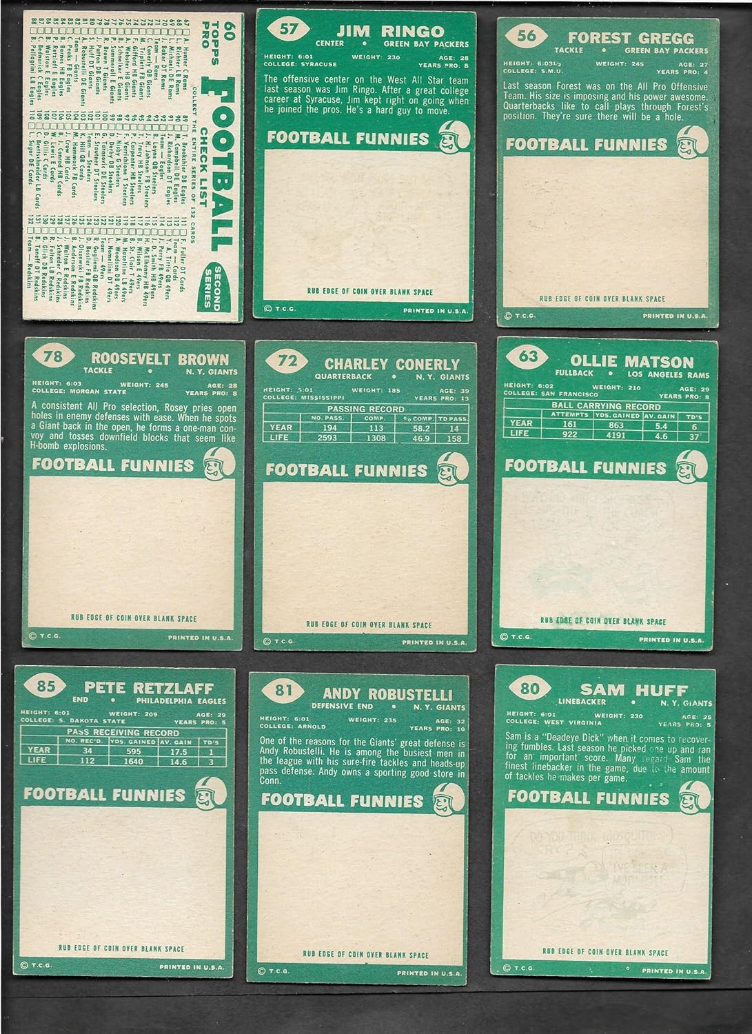 1960 TOPPS FOOTBALL COMPLETE SET OF 132 CARDS LOOKS EXCELLENT TO NEAR MINT