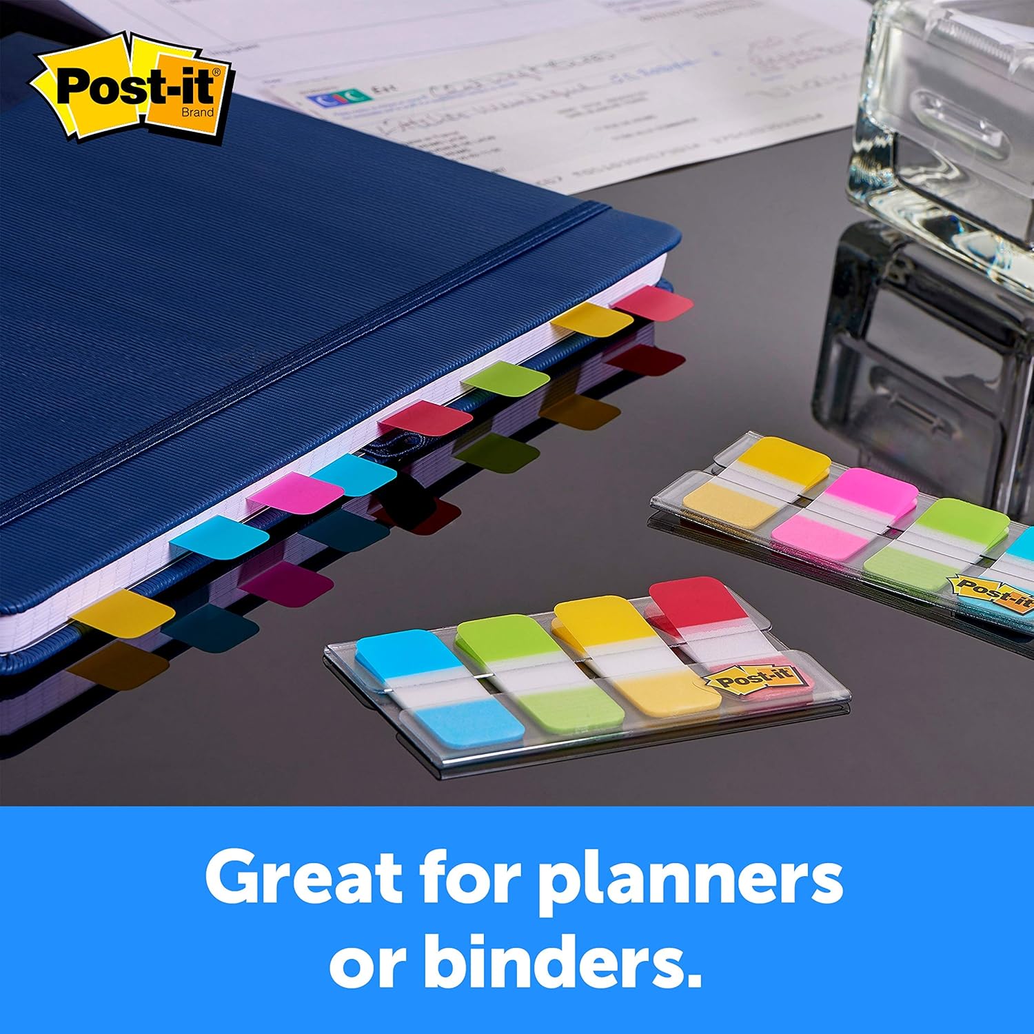 Post-it Tabs, 625 in Solid, Aqua, Lime, Yellow, Red, 10/Color, 40/Dispenser (676-ALYR)