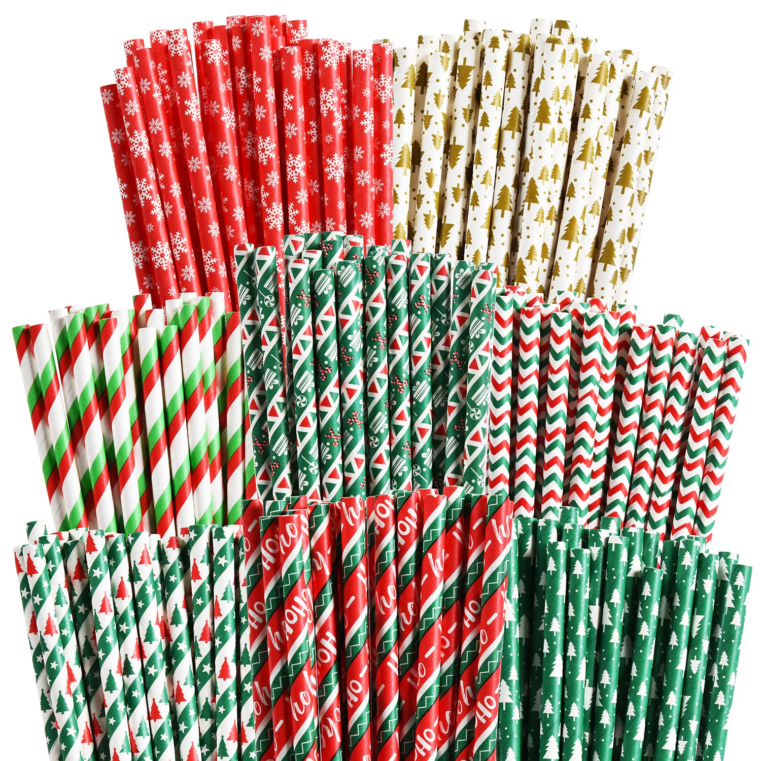 ALINK Lot de 200 pailles en papier biodégradables recyclables colorées pour Noël, anniversaire, mariage, fête