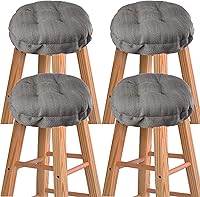 Vista 13 de HFCNMY Cojines para taburetes de bar, paquete de 2 fundas de asiento redondas acolchadas con bandas elásticas y parte inferior antideslizante