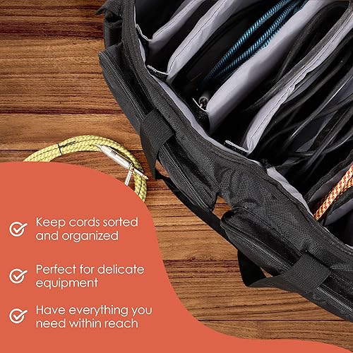 Miniatura 4 de Bolsa de concierto para DJ, estuche para equipo de músicos, organizador de cables de música, equipo musical, gestión de archivos de cables para
