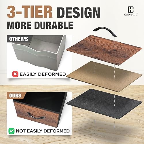 Miniatura 4 de CAPHAUS Cómoda con 12 cajones de tela, almacenamiento de lavandería, unidad de clasificación, torre de cajones de almacenamiento, cajón de