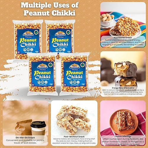 Miniatura 3 de Rani Peanut Chikki (caramelo frágil) 3.5 onzas (3.53 oz) x paquete de 4  Todo natural  Vegano  Sin colores  Apto para gluten  Origen indio