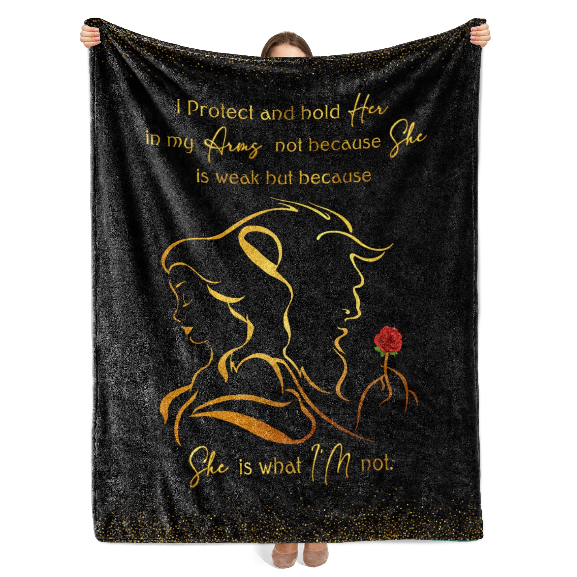 Premium Beauty and Beast Couple Blanket - Birthday Gift Ideas for Him/Her, Super Soft and Warm Blanket
