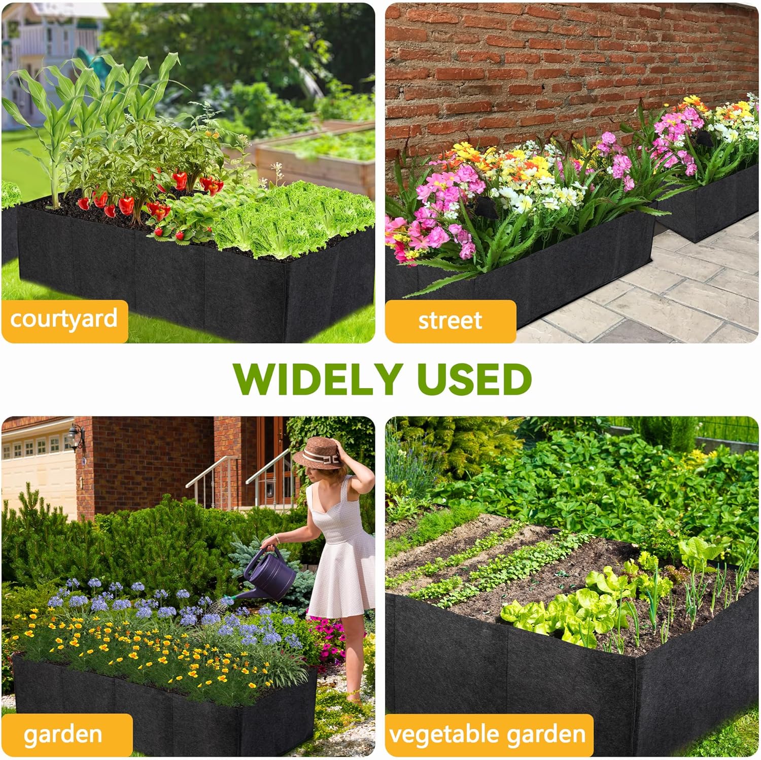 2-Pack 2 Grids Fabric 10 Gallon Grow Bags, 2x1x1ft Thickened 400G Nonwoven Fabric Raised Garden Beds with Handles - Indoor Outdoor Planters for Vegetables, Herbs, Flowers - Image 7