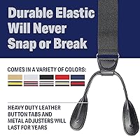 Vista 3 de Tirantes elastizados para esmoquin, diseño en Y a la moda con extremos de piel, para hombre