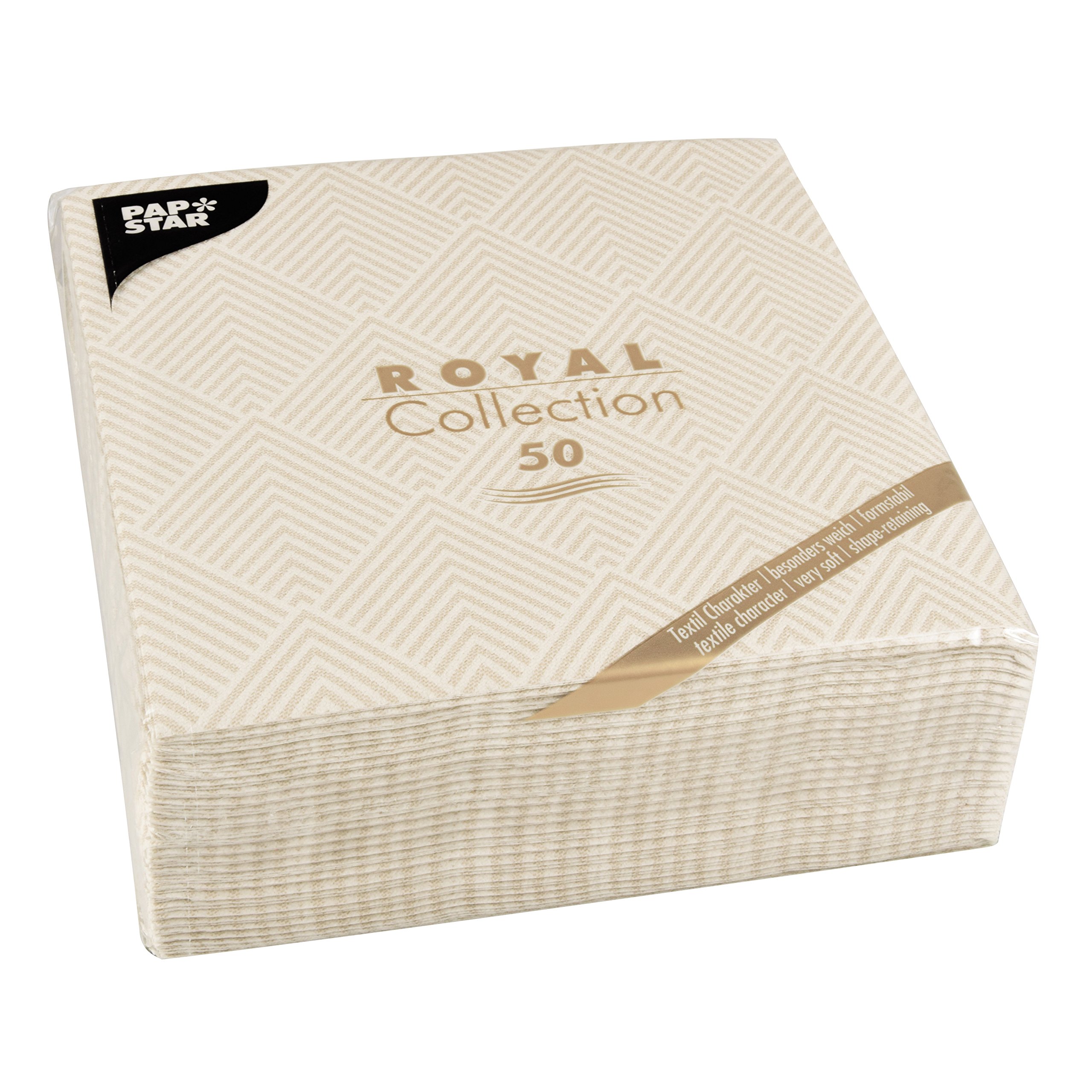 PAPSTAR, Royal Collection #86497 Napkins 1/4 Fold 40 cm x 40 cm Champagne Pack of 50, 7.8 x 20 x 20 cm