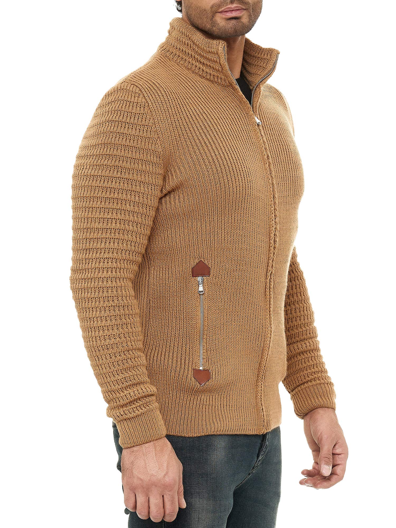 Redbridge Herren Strickjacke Cardigan mit Stehkragen Basic Luxury