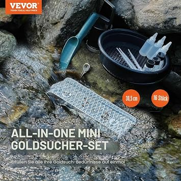 vevor gold sink pan set 8.9 x 30.48 cm aluminum gold pan for gold panning gold tub for nugget mining tub gold pan sand gold mining manual gold washing system digging
