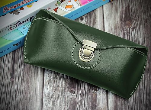 Vista 2 de DK86 Funda de cuero genuino para gafas de sol, estuche para gafas de sol para hombres y mujeres