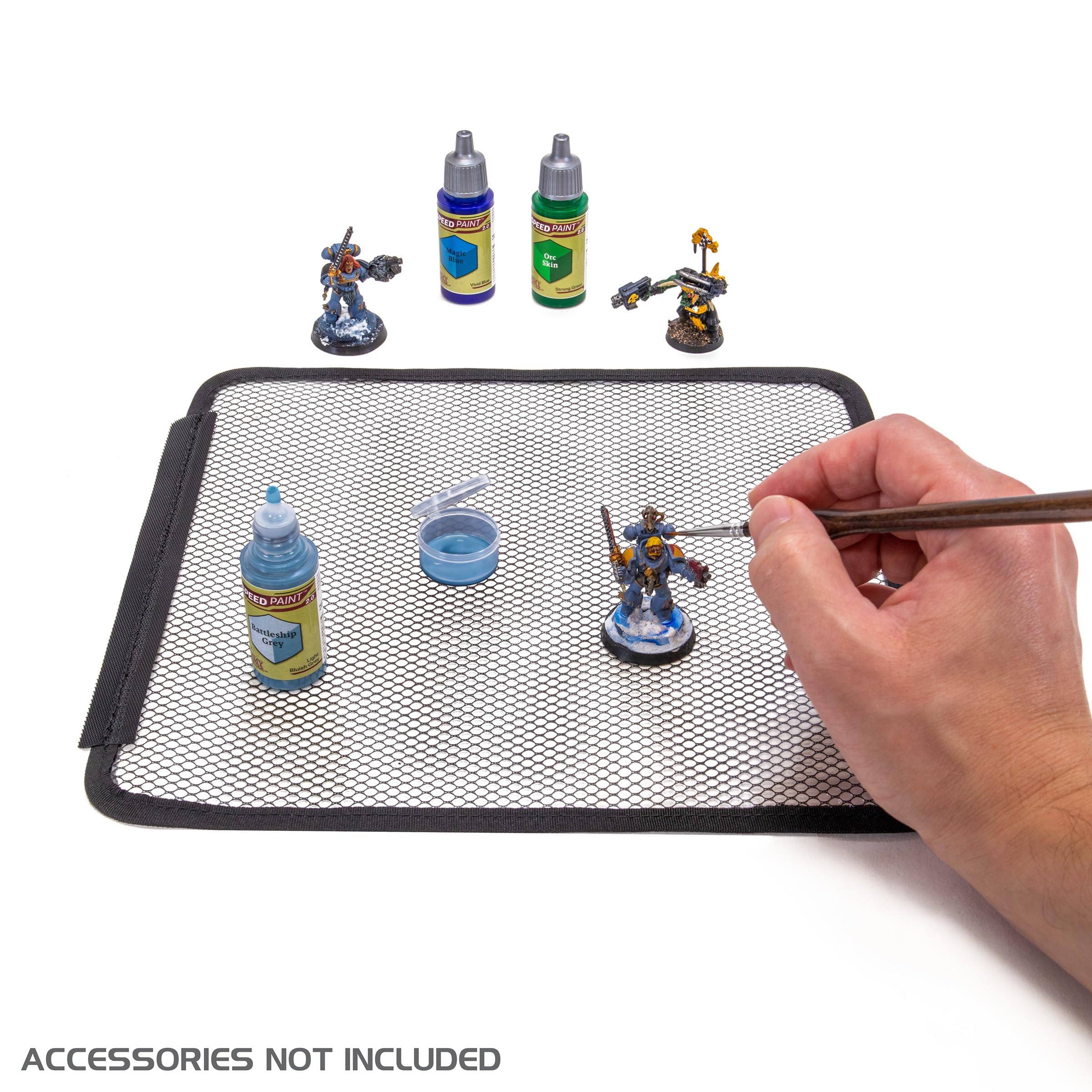 ENHANCE Custodia per Pittura Miniature - Valigetta con Slot per 60 Flaconi e 16 Pennelli, Organizer con Display a Galleria per Colori, Tracolla Comoda, Tappetino Lavabile e Superficie Facile da Pulire