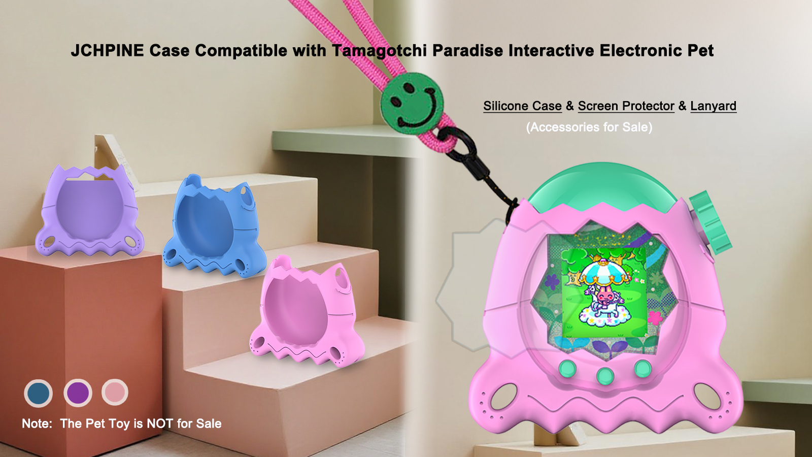 Custodia protettiva per Tamagotchi Paradise, graziosa custodia protettiva fatta a mano in lana colorata con pellicola protettiva e cinturino da polso