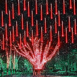 Joomer Christmas Lights Outdoor, 11.8 inch 10 Tubes 240 LED Meteor Shower Lights, LED Snow Falling Icicle Cascading Light with Timer Waterproof and Connectable for Christmas Decoration (Red)