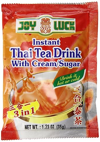 Joy Luck Bebida instantánea 3 en 1 con crema/azúcar, té tailandés, 1.23 onzas (paquete de 12)
