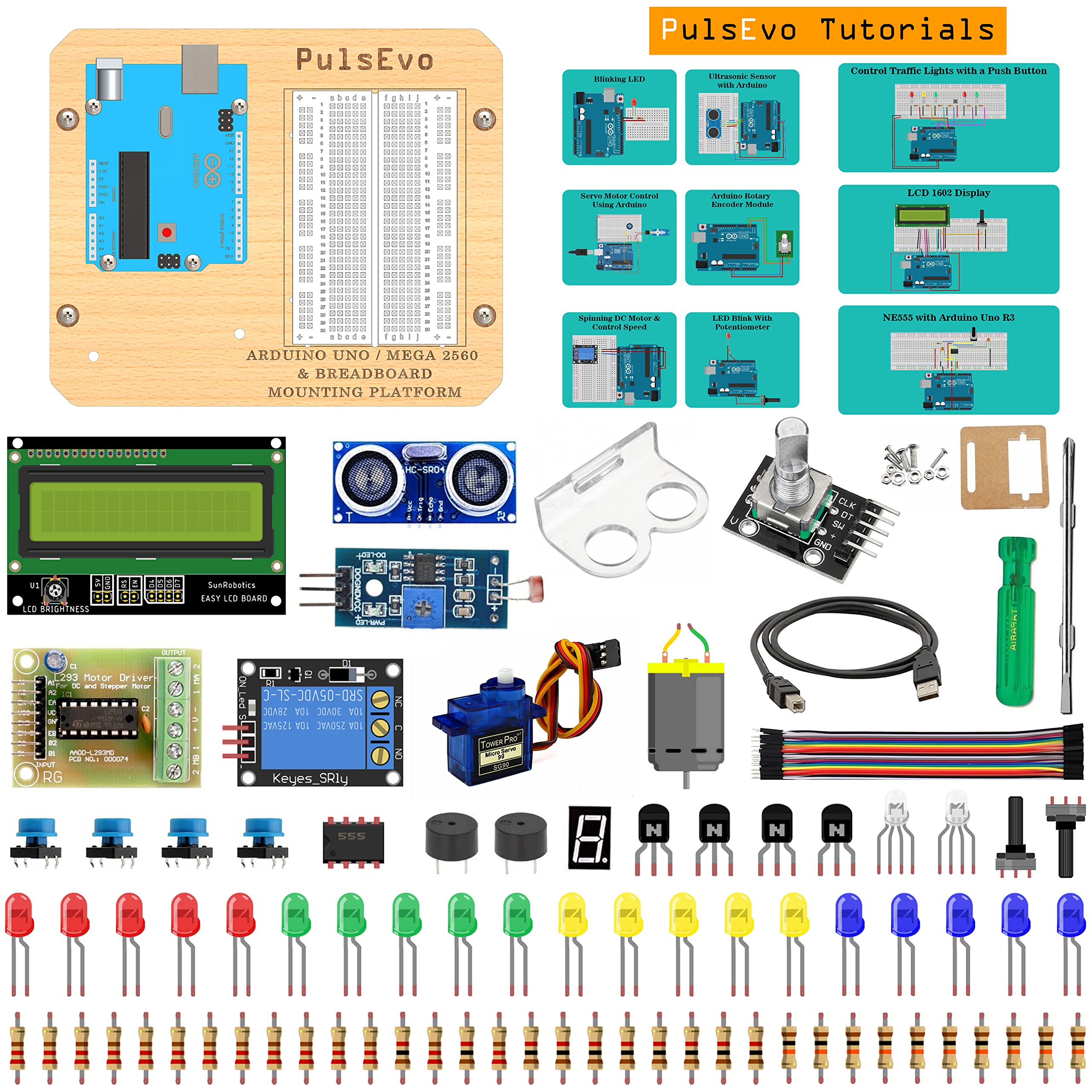Pulsevo Uno Beginner Student Projects Learning Kit With Arduino ...