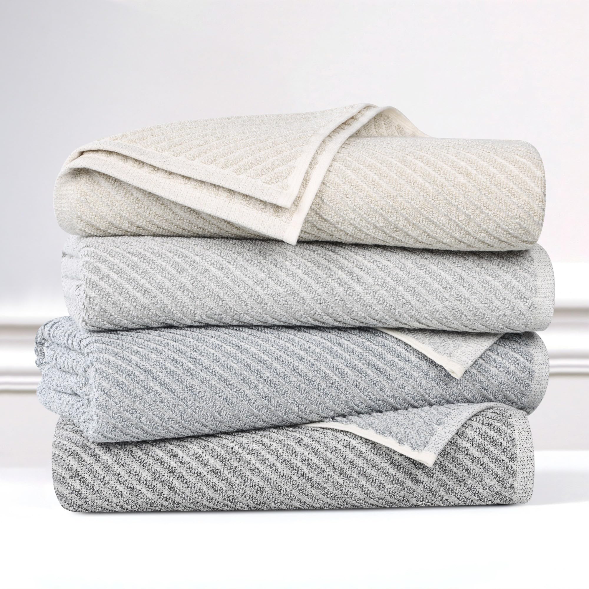 Superior Amelia - Toallas pequeñas de mezcla de algodón y viscosa de peso medio, para cocina, baño, spa, felpa, secado rápido, esenciales ultrasuaves, diseño acanalado, toallas faciales, juego de 12,