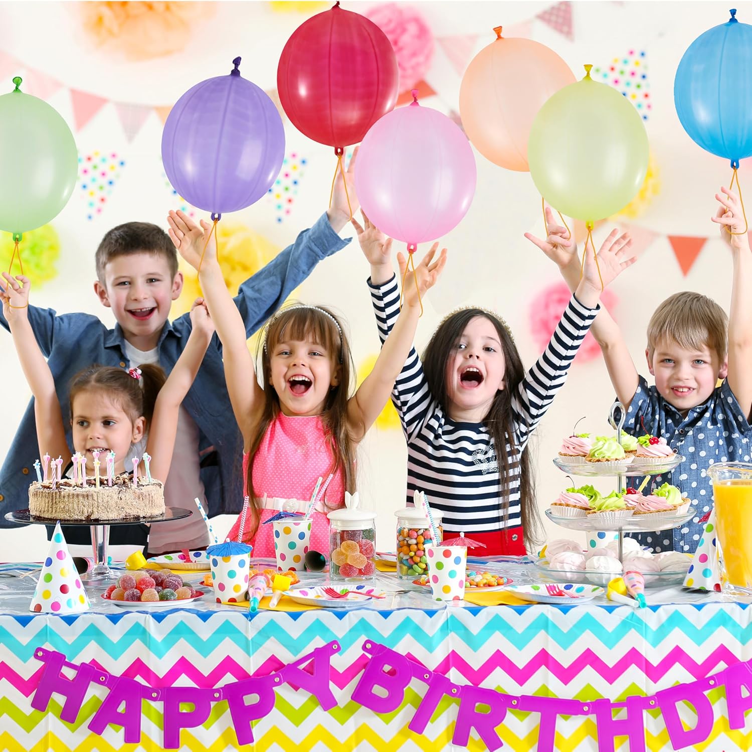 JOYIN 12 Pcs Punch Balloons, Easter Egg Fillers, Heavy Duty Party Favors for Kids, Punching Balloons with Rubber Band Handle for Birthday, Goodie Bags Stuffers, Party Supplies