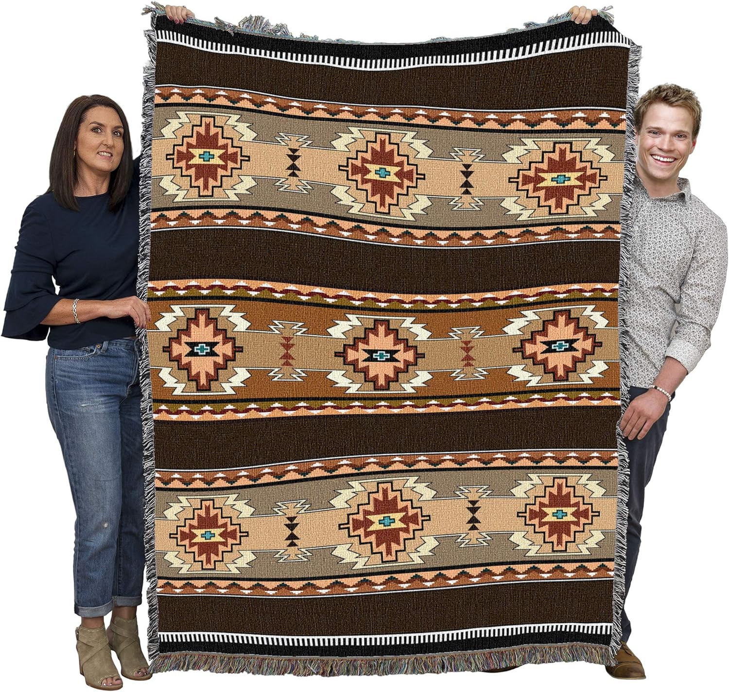 Pure Country Weavers Rimrock Sandstone Blanket - Southwest Native American Inspired - Gift Tapestry Throw Woven from Cotton - Made in The USA (72x54)