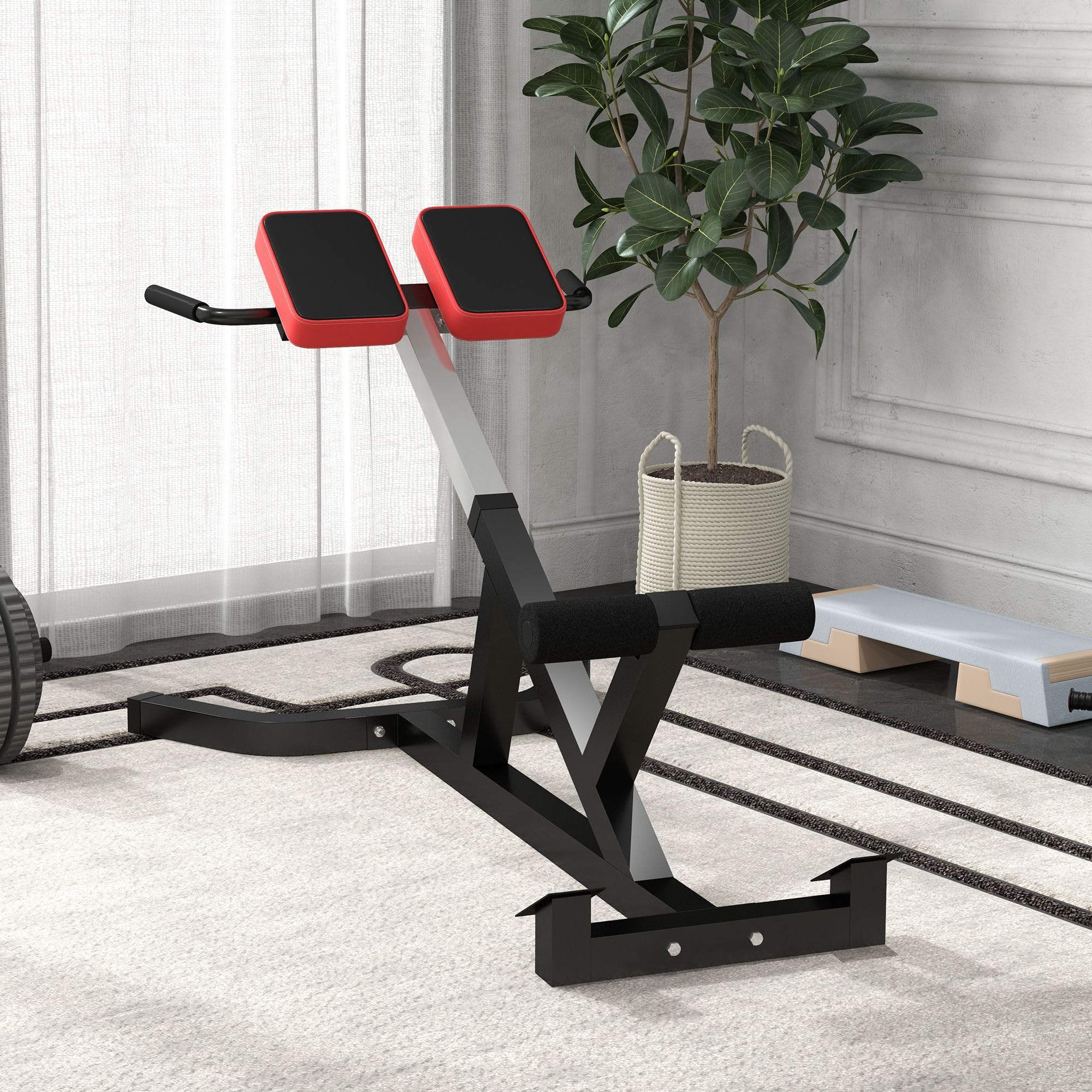 SPORTNOW Panca Romana Multifunzione, Sedia Romana con Altezza Regolabile per Iperestensioni Schiena, Panca Addominali Pesi Fitness per Allenamento Palestra Casa, Capacità 120kg