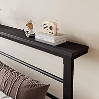 Vista 22 de SHA CERLIN Base de cama tamaño King con estante de cabecera y base de metal resistente, no necesita somier, color marrón