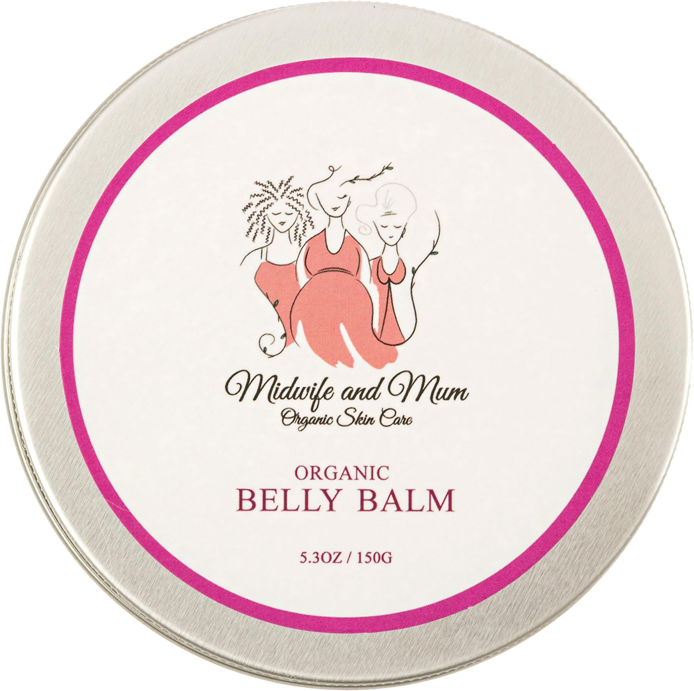 Organic Belly Balm - Helps Prevent Stretch Marks- Mom Designed & Midwife Approved - Shea Butter/Coconut Oil-Tummy Butter to Soothe Dry Itchy Skin - Safe for Babies, Children, Pregnancy & Postpartum