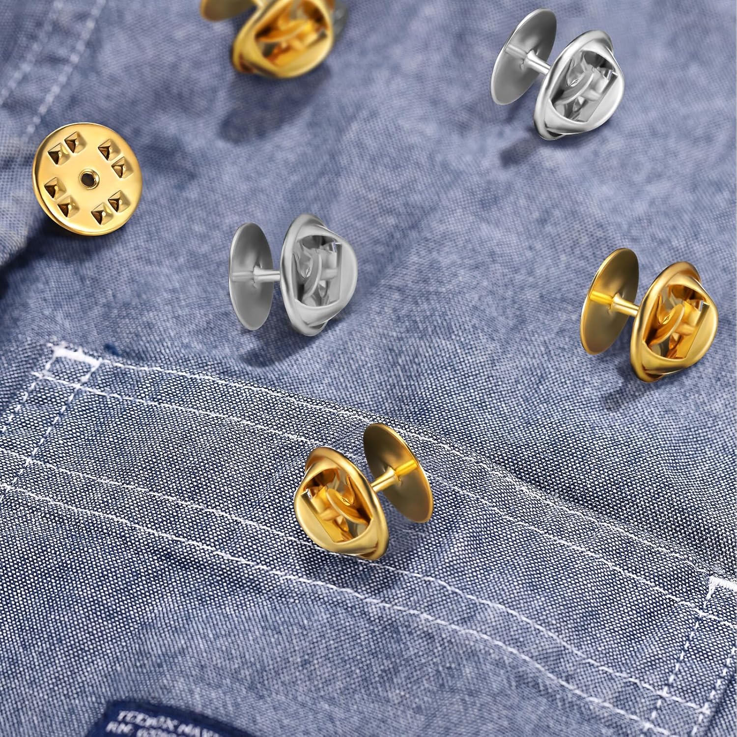60 Sets Copper Pin Backs with Locking Clutch Rust-Resistant Brooch Badge Pins for DIY Jewelry Making Gold for Crafts and