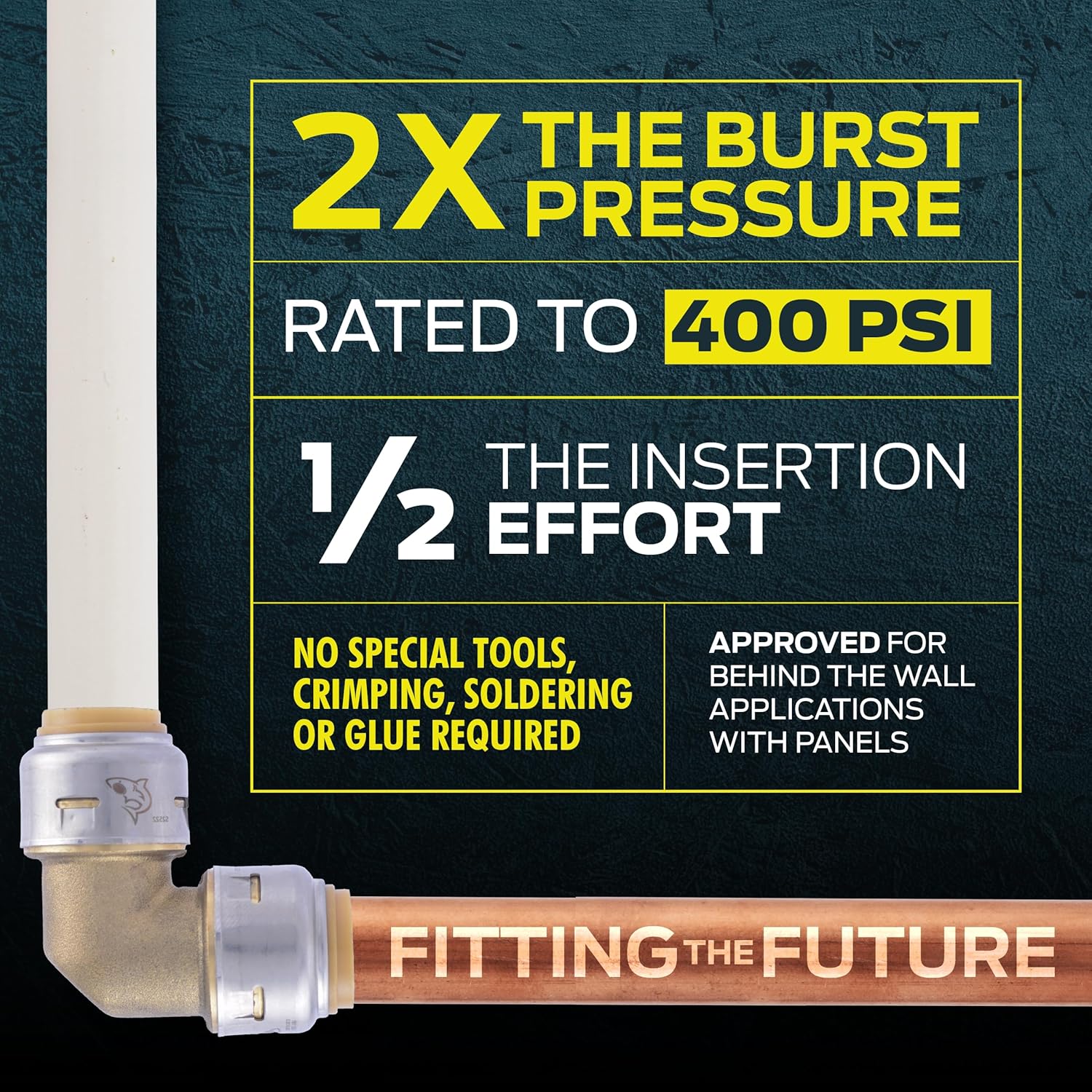 SharkBite Max 3/4 x 3/4 in Pressure Gauge Tee, Push-to-Connect Brass Plumbing Fitting, UR24438