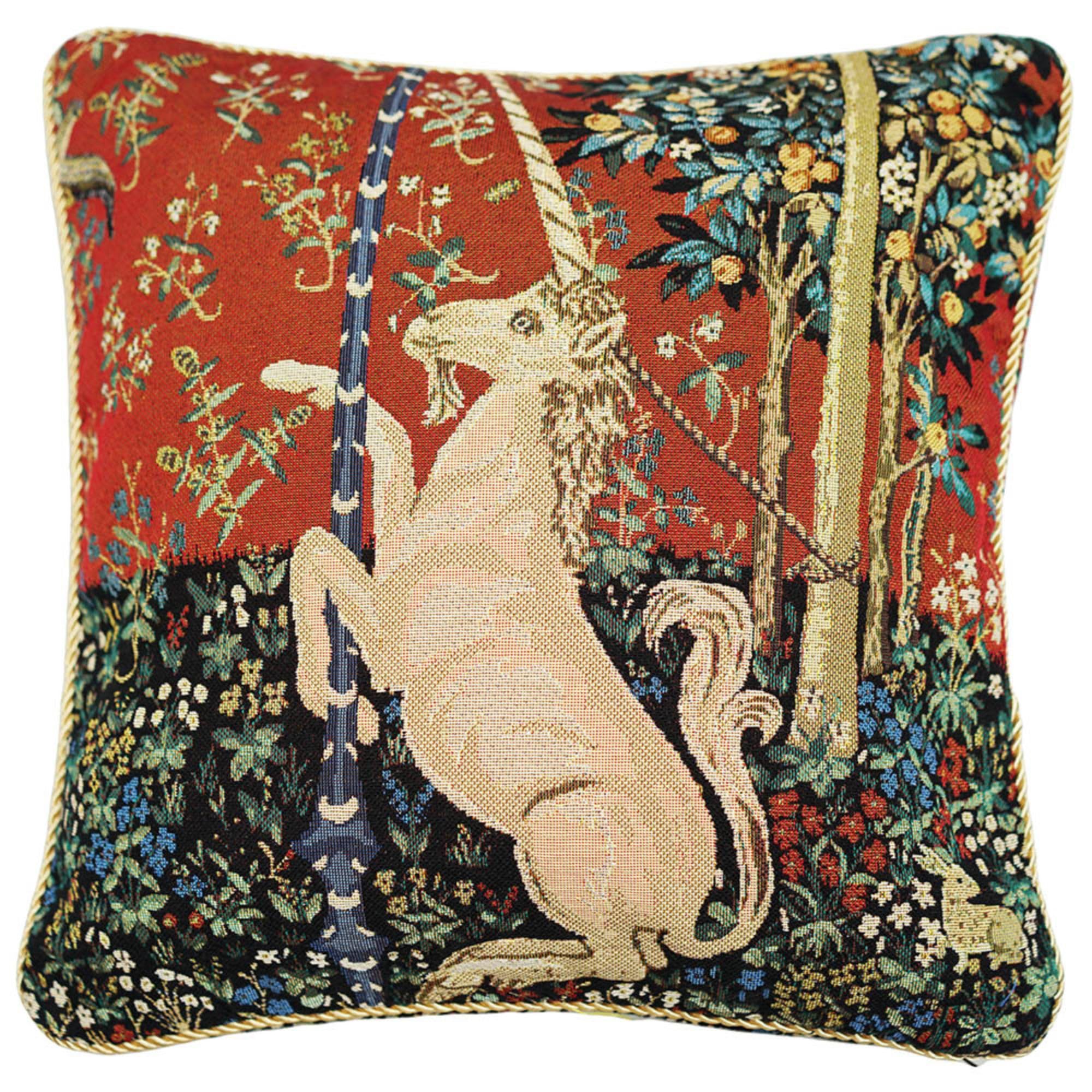 Signare Women's Unicorn Tapestry Cushion Cover 18 X18 Inches 45Cm X 45Cm Decorative Sofa Cushions With Lady And (, Ccov-Art-Lu-Uni)