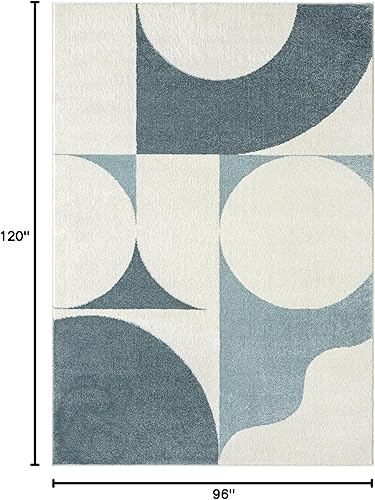 Miniatura 2 de Abani Deco Collection - Alfombra de área, diseño geométrico moderno cremaverde, 7.9 x 10.2 pies, fácil de limpiar, duradera para niños y mascotas,