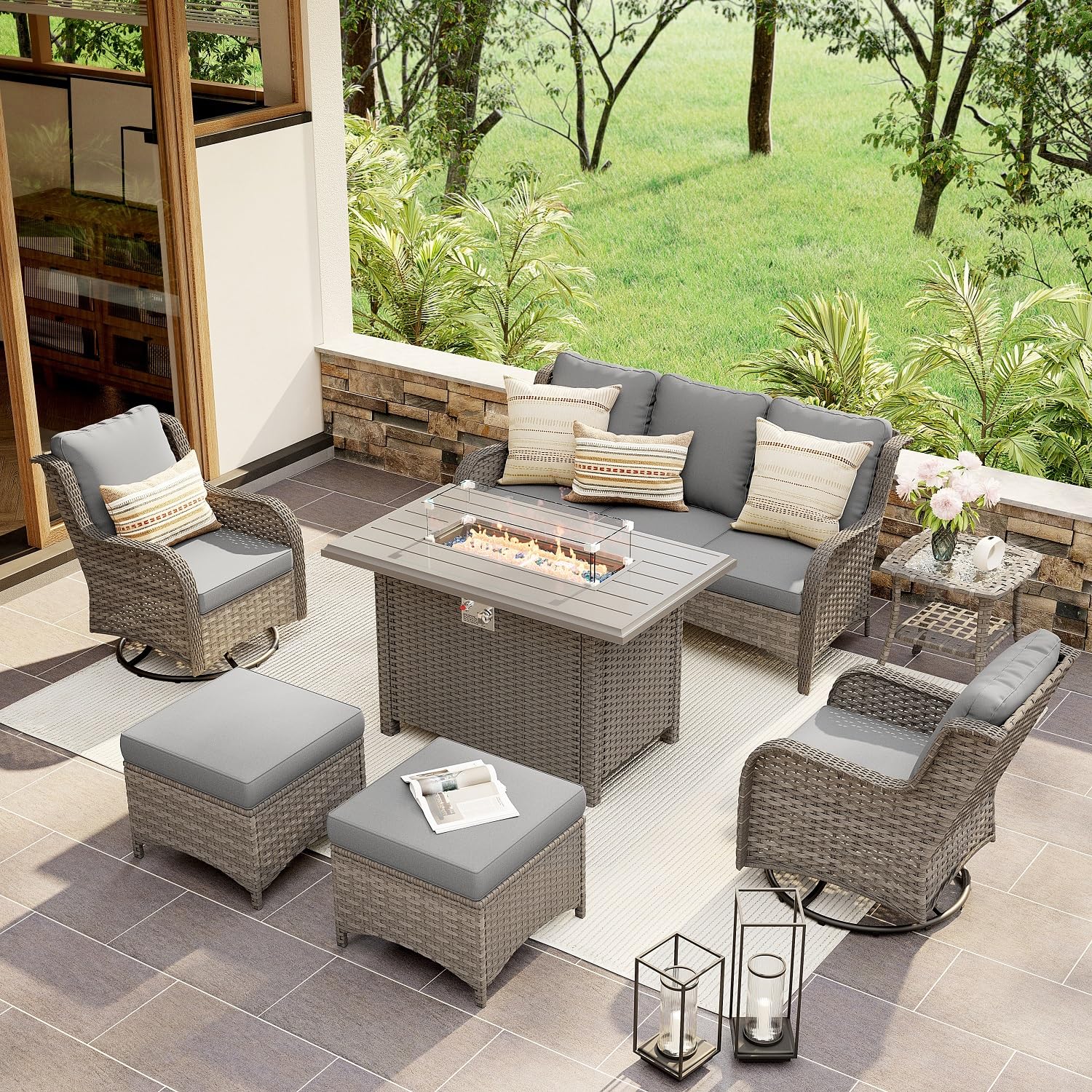 Patio Table Fire Pit Costco FlamePro Hammertone Finish Gas Fire Pit