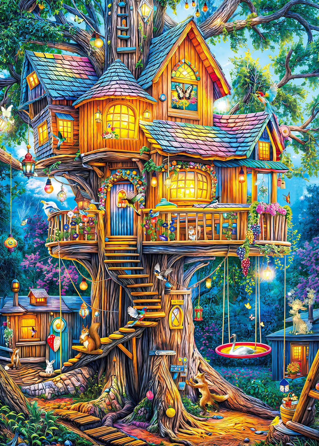 Puzzles 1000 Pieces for Adults jigsaw puzzles for adults-Fantasy Treehouse-1000 Piece Puzzle Classic Educational Games Beautiful Decoration Puzzle