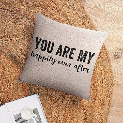 Miniatura 6 de Funlucy Decorative Pillow Covers You are My Happily Ever After Throw Pillow Case Cushion Cover Home Office Decor,Square 16 X 16 Inches