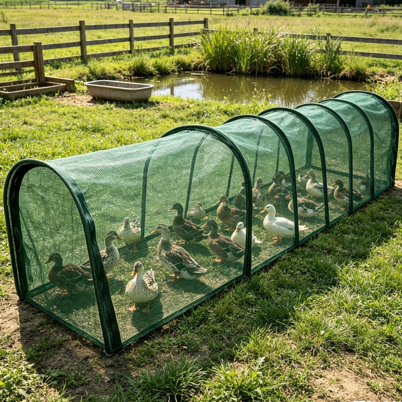 Túneles para Gallinas del Jardín Caseta Puerta Larga Plegable Desmontable | Túneles Malla Sombra Gallinas Jardín Para Aves de Corral, Patos, Conejos, Pájaros, Interior, Exterior, Jardín, Granja,
