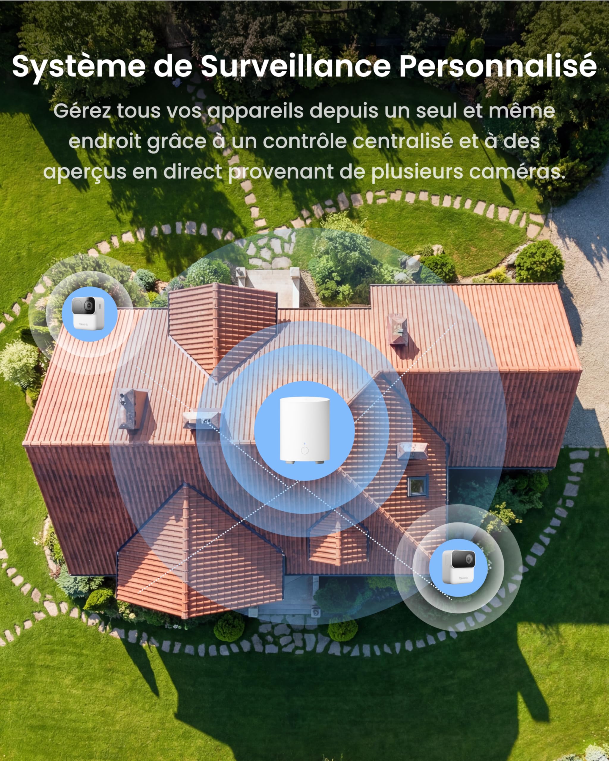 Reolink Kit 2 Caméras WiFi Magnétiques MagiCam+Home Hub Mini, Autonomie 9 Mois, Wi-FI 2,4/5 GHz, Détection de Personnes par IA, 1080P Vision Nocturne, IP67, Stockage Local 1 to, sans Abonnement