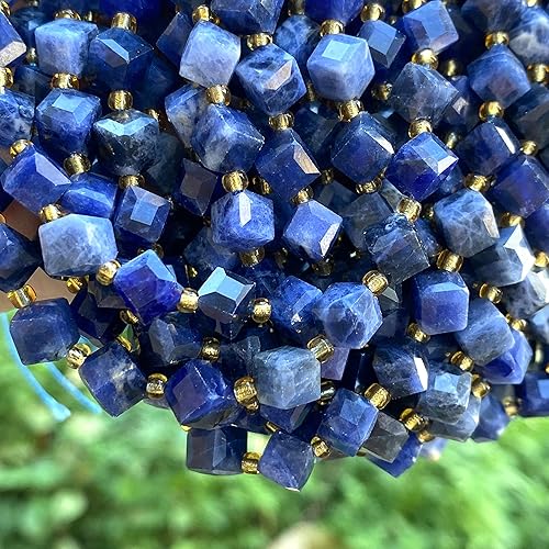 Miniatura 6 de ABCGEMS - Cuentas de sodalita azul marino africano (una técnica de corte revolucionaria aporta un aspecto más dinámico a un cubo tradicional) cubo
