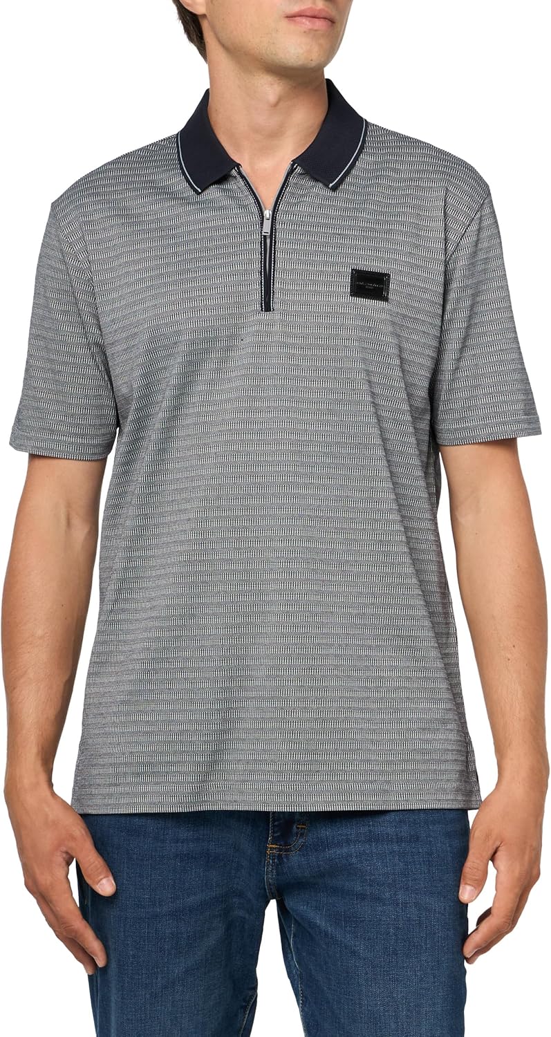 Karl Lagerfeld Mens Performance Textured 1/4 Zip Polo