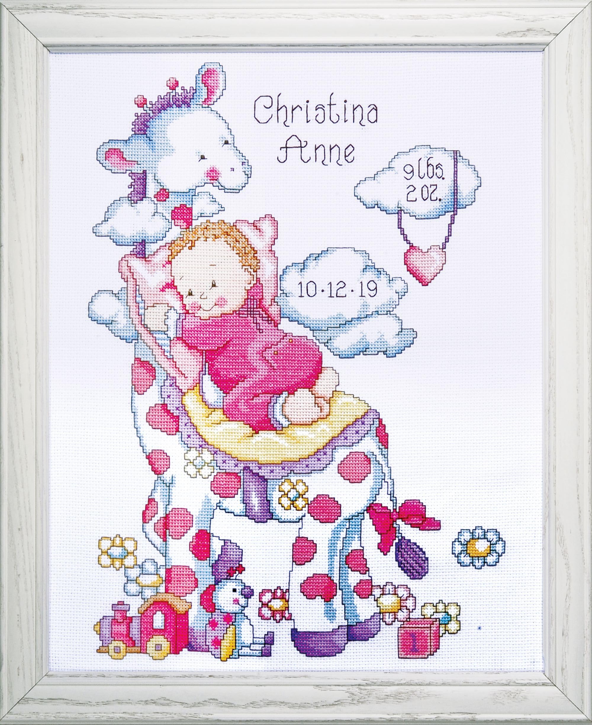 USA ürün – zürafa Birth kayıt Counted Cross Stitch Kit-11 x14 14 Count