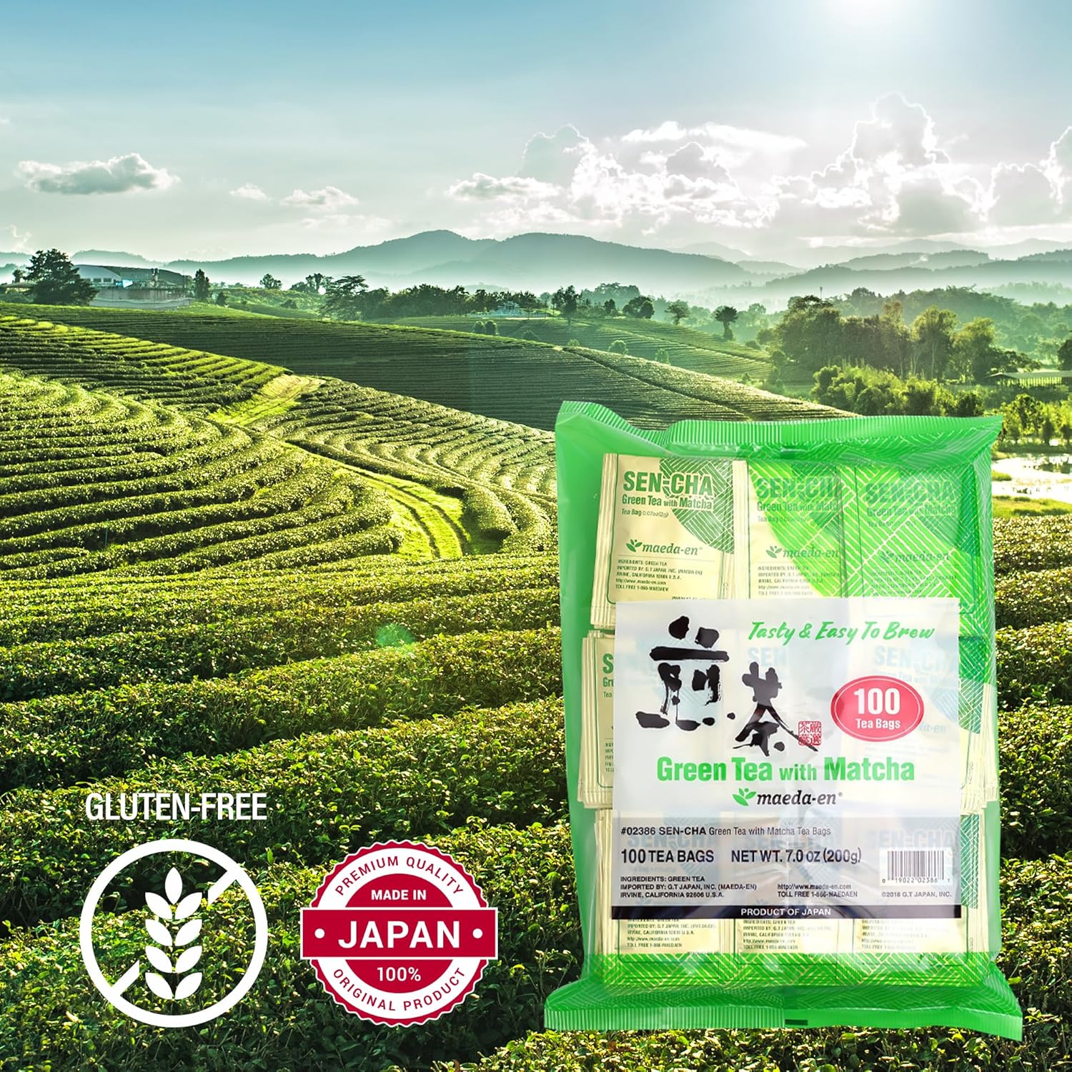 MAEDA-EN Sen-cha with Matcha Green 200 Tea Bags Powder Japanese Origin Green Tea Leaves Individually Wrapped Teabags 02386 2pk - Image 2