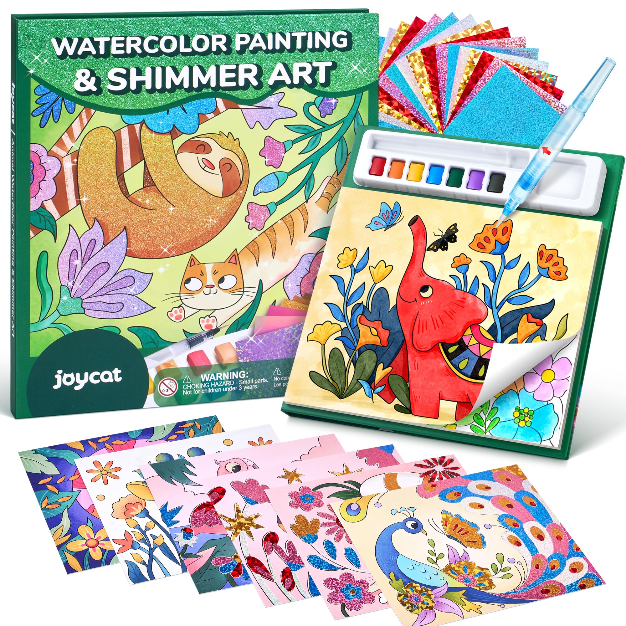 JoyCat Malbücher mit Wasserfarben, Kunst- & Bastelaktivität, Kein-Mess-Malspaß für Kinder von 3–8 Jahren, Bastelsets & Zubehör, Kreative DIY-Aktivität, Geschenke für Mädchen & Jungen